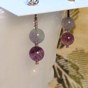 🖐 Blue & Purple Glass Bead Post Earrings